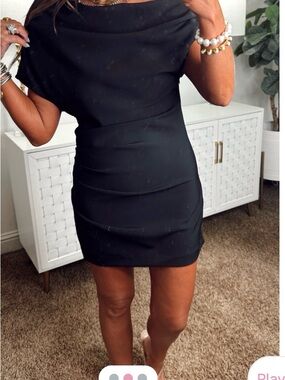 glam Black Off-Shoulder Mini Dress